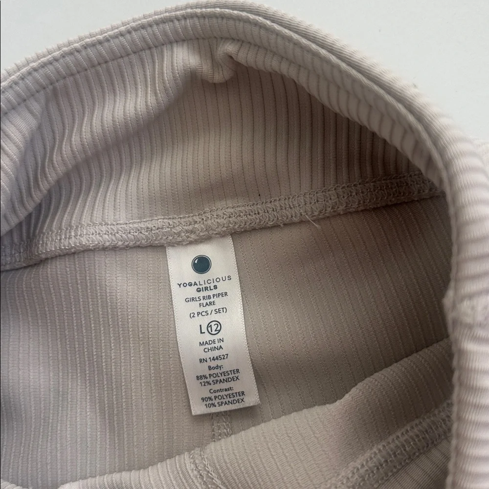 Yogalicious Cream Flared Ribbed Pants girls 12 ribbed